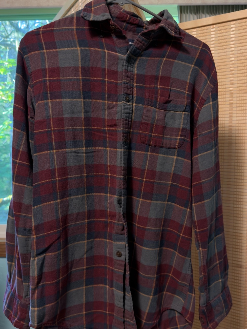 Men's Flannel Shirt in Burgundy and Slate